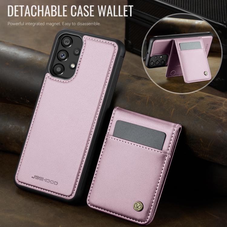 For Samsung Galaxy A23 4G / 5G JEEHOOD J06 British Style RFID MagSafe Card Bag PU Phone Case(Pink) - Galaxy Phone Cases by JEEHOOD | Online Shopping UK | buy2fix