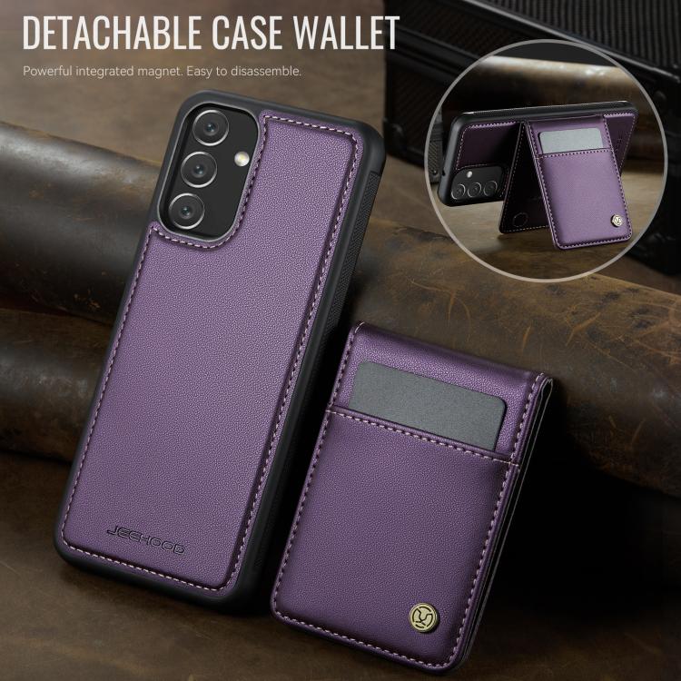For Samsung Galaxy A34 5G JEEHOOD J06 British Style RFID MagSafe Card Bag PU Phone Case(Purple) - Galaxy Phone Cases by JEEHOOD | Online Shopping UK | buy2fix