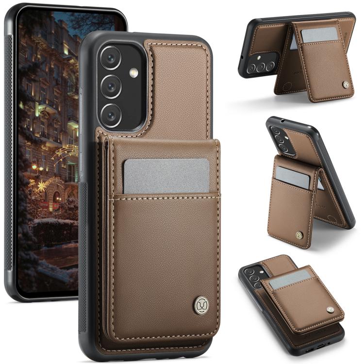 For Samsung Galaxy A34 5G JEEHOOD J06 British Style RFID MagSafe Card Bag PU Phone Case(Brown) - Galaxy Phone Cases by JEEHOOD | Online Shopping UK | buy2fix