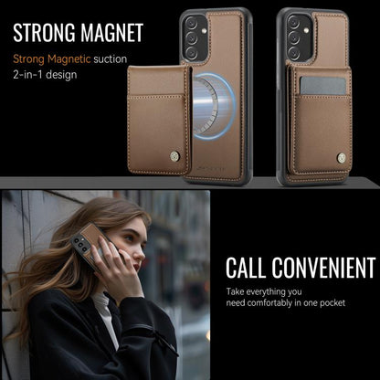 For Samsung Galaxy A34 5G JEEHOOD J06 British Style RFID MagSafe Card Bag PU Phone Case(Brown) - Galaxy Phone Cases by JEEHOOD | Online Shopping UK | buy2fix