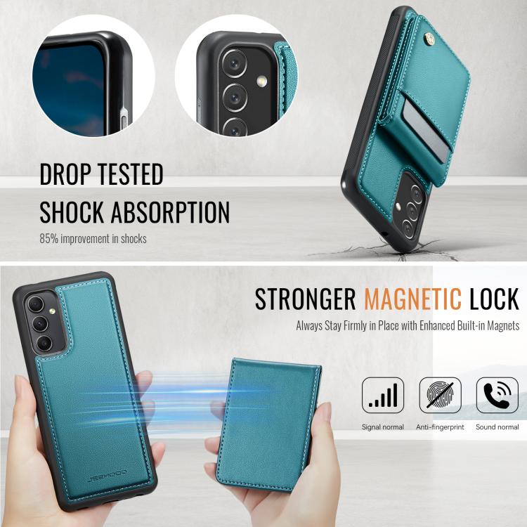 For Samsung Galaxy A34 5G JEEHOOD J06 British Style RFID MagSafe Card Bag PU Phone Case(Green) - Galaxy Phone Cases by JEEHOOD | Online Shopping UK | buy2fix