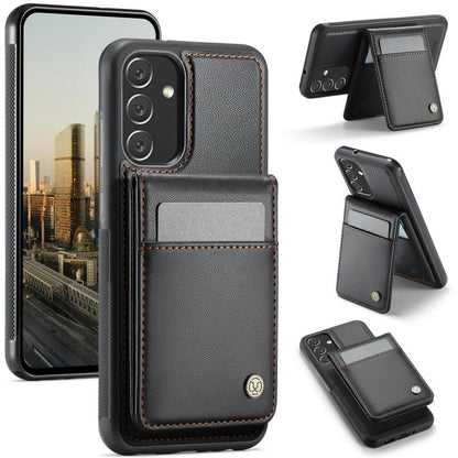 For Samsung Galaxy A34 5G JEEHOOD J06 British Style RFID MagSafe Card Bag PU Phone Case(Black) - Galaxy Phone Cases by JEEHOOD | Online Shopping UK | buy2fix