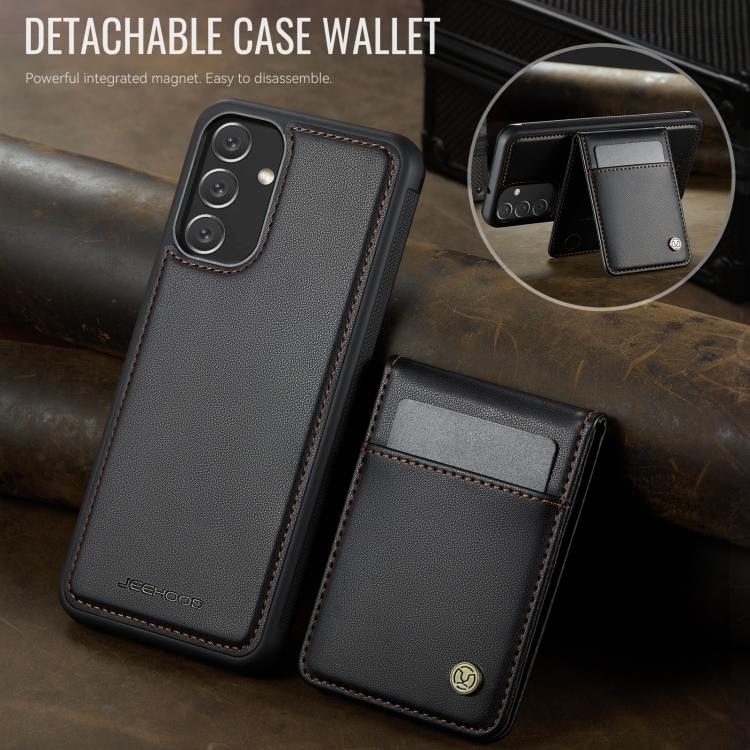For Samsung Galaxy A34 5G JEEHOOD J06 British Style RFID MagSafe Card Bag PU Phone Case(Black) - Galaxy Phone Cases by JEEHOOD | Online Shopping UK | buy2fix