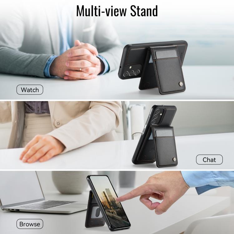 For Samsung Galaxy A34 5G JEEHOOD J06 British Style RFID MagSafe Card Bag PU Phone Case(Black) - Galaxy Phone Cases by JEEHOOD | Online Shopping UK | buy2fix