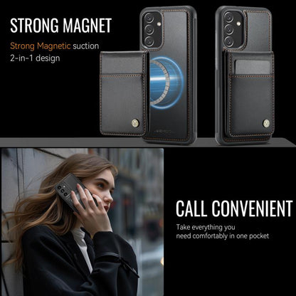 For Samsung Galaxy A34 5G JEEHOOD J06 British Style RFID MagSafe Card Bag PU Phone Case(Black) - Galaxy Phone Cases by JEEHOOD | Online Shopping UK | buy2fix