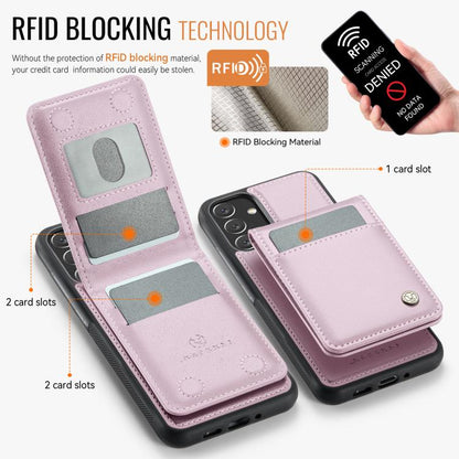 For Samsung Galaxy A34 5G JEEHOOD J06 British Style RFID MagSafe Card Bag PU Phone Case(Pink) - Galaxy Phone Cases by JEEHOOD | Online Shopping UK | buy2fix