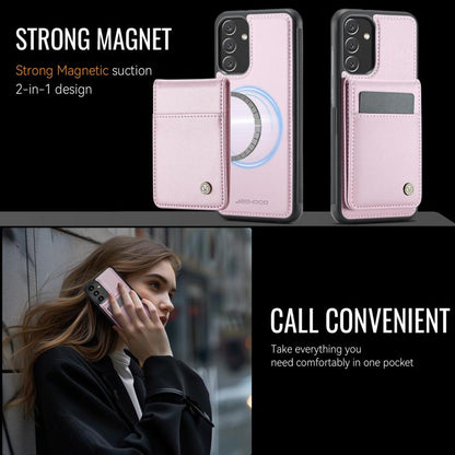 For Samsung Galaxy A34 5G JEEHOOD J06 British Style RFID MagSafe Card Bag PU Phone Case(Pink) - Galaxy Phone Cases by JEEHOOD | Online Shopping UK | buy2fix