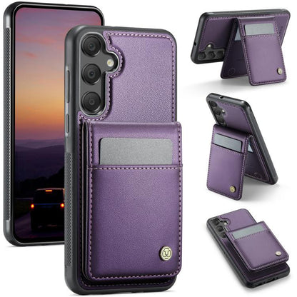 For Samsung Galaxy A35 JEEHOOD J06 British Style RFID MagSafe Card Bag PU Phone Case(Purple) - Galaxy Phone Cases by JEEHOOD | Online Shopping UK | buy2fix