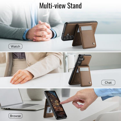 For Samsung Galaxy A35 JEEHOOD J06 British Style RFID MagSafe Card Bag PU Phone Case(Brown) - Galaxy Phone Cases by JEEHOOD | Online Shopping UK | buy2fix