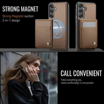 For Samsung Galaxy A35 JEEHOOD J06 British Style RFID MagSafe Card Bag PU Phone Case(Brown) - Galaxy Phone Cases by JEEHOOD | Online Shopping UK | buy2fix