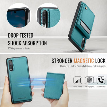 For Samsung Galaxy A50 JEEHOOD J06 British Style RFID MagSafe Card Bag PU Phone Case(Green) - Galaxy Phone Cases by JEEHOOD | Online Shopping UK | buy2fix