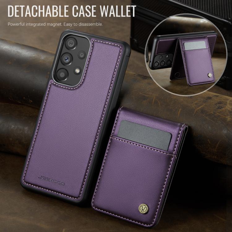 For Samsung Galaxy A53 5G JEEHOOD J06 British Style RFID MagSafe Card Bag PU Phone Case(Purple) - Galaxy Phone Cases by JEEHOOD | Online Shopping UK | buy2fix