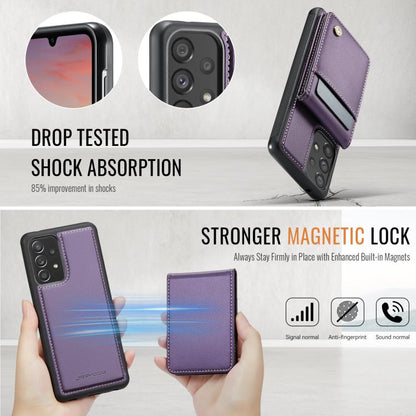 For Samsung Galaxy A53 5G JEEHOOD J06 British Style RFID MagSafe Card Bag PU Phone Case(Purple) - Galaxy Phone Cases by JEEHOOD | Online Shopping UK | buy2fix