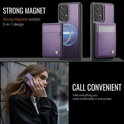 For Samsung Galaxy A53 5G JEEHOOD J06 British Style RFID MagSafe Card Bag PU Phone Case(Purple) - Galaxy Phone Cases by JEEHOOD | Online Shopping UK | buy2fix