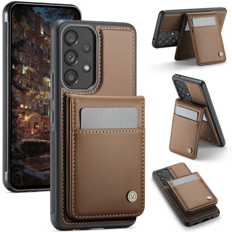 For Samsung Galaxy A53 5G JEEHOOD J06 British Style RFID MagSafe Card Bag PU Phone Case(Brown) - Galaxy Phone Cases by JEEHOOD | Online Shopping UK | buy2fix