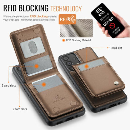 For Samsung Galaxy A53 5G JEEHOOD J06 British Style RFID MagSafe Card Bag PU Phone Case(Brown) - Galaxy Phone Cases by JEEHOOD | Online Shopping UK | buy2fix