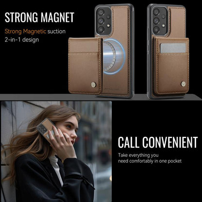 For Samsung Galaxy A53 5G JEEHOOD J06 British Style RFID MagSafe Card Bag PU Phone Case(Brown) - Galaxy Phone Cases by JEEHOOD | Online Shopping UK | buy2fix