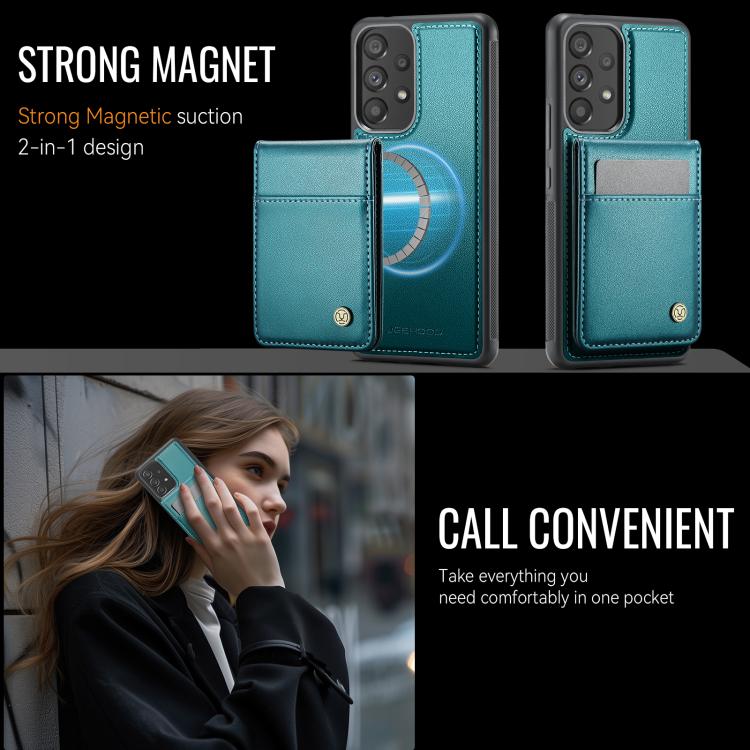 For Samsung Galaxy A53 5G JEEHOOD J06 British Style RFID MagSafe Card Bag PU Phone Case(Green) - Galaxy Phone Cases by JEEHOOD | Online Shopping UK | buy2fix