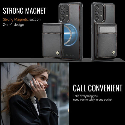 For Samsung Galaxy A53 5G JEEHOOD J06 British Style RFID MagSafe Card Bag PU Phone Case(Black) - Galaxy Phone Cases by JEEHOOD | Online Shopping UK | buy2fix