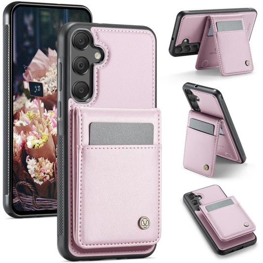 For Samsung Galaxy A55 5G JEEHOOD J06 British Style RFID MagSafe Card Bag PU Phone Case(Pink) - Galaxy Phone Cases by JEEHOOD | Online Shopping UK | buy2fix