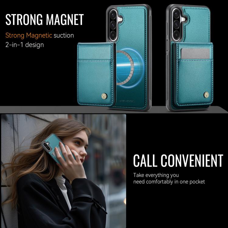 For Samsung Galaxy A26 5G JEEHOOD J06 British Style RFID MagSafe Card Bag PU Phone Case(Green) - Galaxy Phone Cases by JEEHOOD | Online Shopping UK | buy2fix