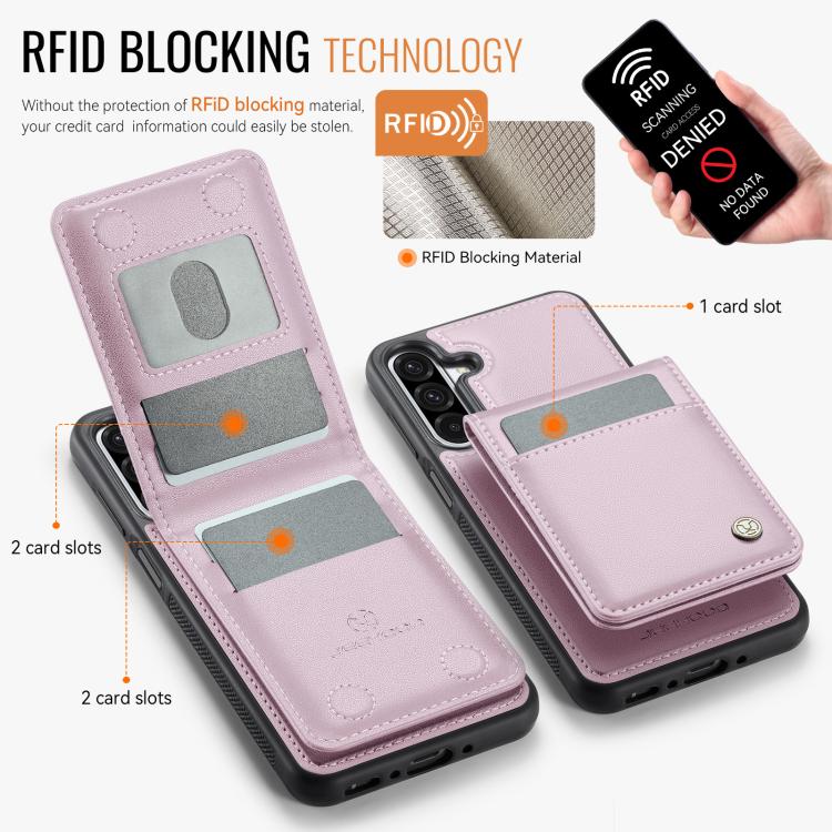 For Samsung Galaxy A26 5G JEEHOOD J06 British Style RFID MagSafe Card Bag PU Phone Case(Pink) - Galaxy Phone Cases by JEEHOOD | Online Shopping UK | buy2fix