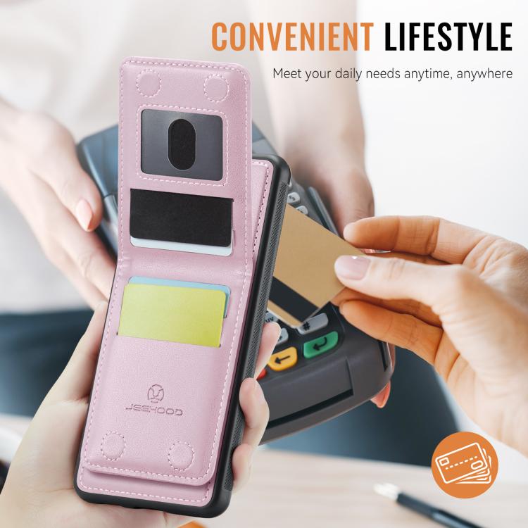 For Samsung Galaxy A26 5G JEEHOOD J06 British Style RFID MagSafe Card Bag PU Phone Case(Pink) - Galaxy Phone Cases by JEEHOOD | Online Shopping UK | buy2fix
