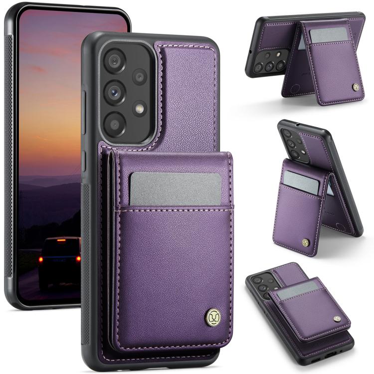 For Samsung Galaxy A33 5G JEEHOOD J06 British Style RFID MagSafe Card Bag PU Phone Case(Purple) - Galaxy Phone Cases by JEEHOOD | Online Shopping UK | buy2fix
