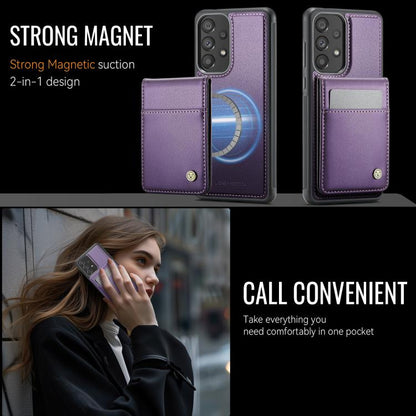 For Samsung Galaxy A33 5G JEEHOOD J06 British Style RFID MagSafe Card Bag PU Phone Case(Purple) - Galaxy Phone Cases by JEEHOOD | Online Shopping UK | buy2fix