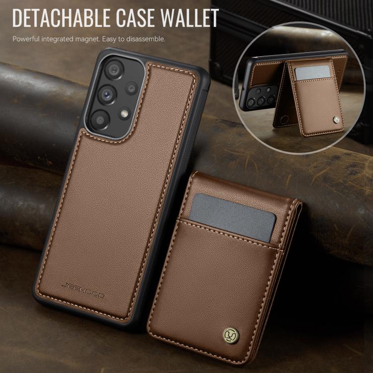 For Samsung Galaxy A33 5G JEEHOOD J06 British Style RFID MagSafe Card Bag PU Phone Case(Brown) - Galaxy Phone Cases by JEEHOOD | Online Shopping UK | buy2fix