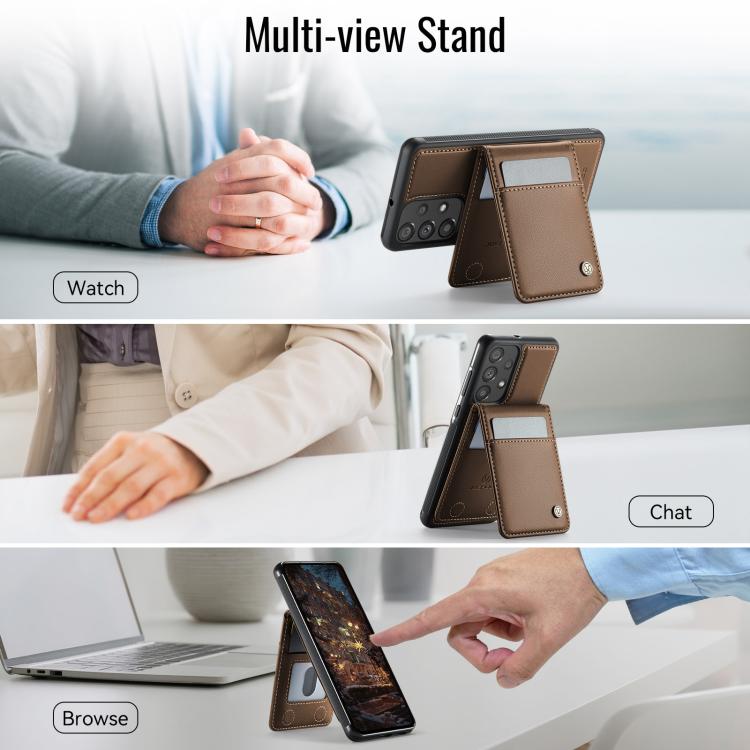 For Samsung Galaxy A33 5G JEEHOOD J06 British Style RFID MagSafe Card Bag PU Phone Case(Brown) - Galaxy Phone Cases by JEEHOOD | Online Shopping UK | buy2fix