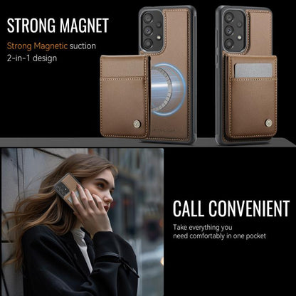 For Samsung Galaxy A33 5G JEEHOOD J06 British Style RFID MagSafe Card Bag PU Phone Case(Brown) - Galaxy Phone Cases by JEEHOOD | Online Shopping UK | buy2fix