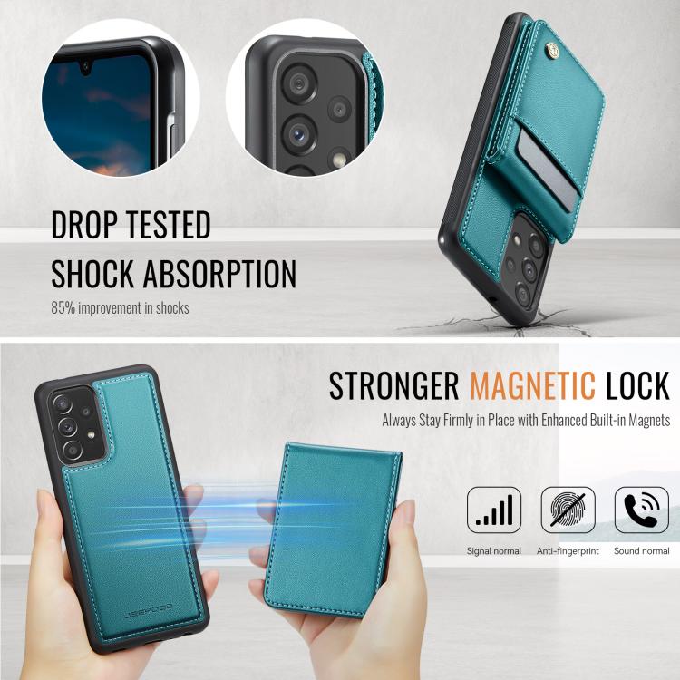 For Samsung Galaxy A33 5G JEEHOOD J06 British Style RFID MagSafe Card Bag PU Phone Case(Green) - Galaxy Phone Cases by JEEHOOD | Online Shopping UK | buy2fix