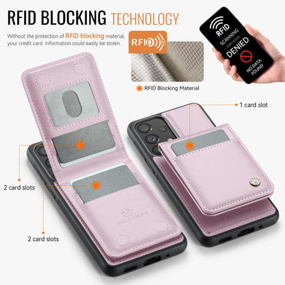 For Samsung Galaxy A33 5G JEEHOOD J06 British Style RFID MagSafe Card Bag PU Phone Case(Pink) - Galaxy Phone Cases by JEEHOOD | Online Shopping UK | buy2fix