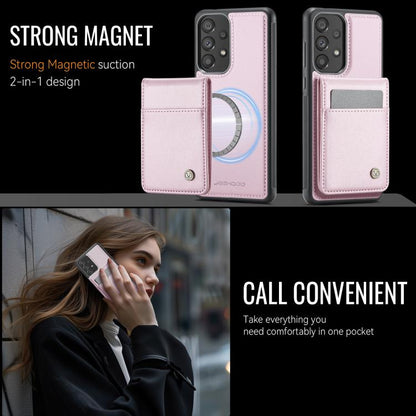 For Samsung Galaxy A33 5G JEEHOOD J06 British Style RFID MagSafe Card Bag PU Phone Case(Pink) - Galaxy Phone Cases by JEEHOOD | Online Shopping UK | buy2fix