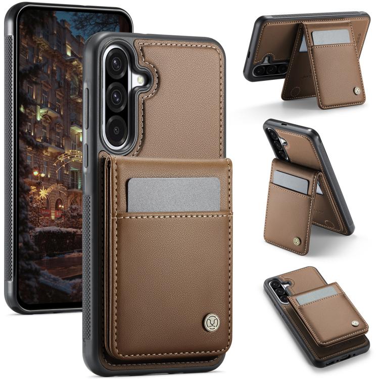 For Samsung Galaxy A36 JEEHOOD J06 British Style RFID MagSafe Card Bag PU Phone Case(Brown) - Galaxy Phone Cases by JEEHOOD | Online Shopping UK | buy2fix