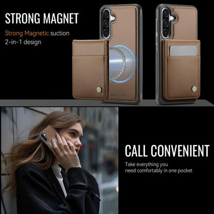 For Samsung Galaxy A36 JEEHOOD J06 British Style RFID MagSafe Card Bag PU Phone Case(Brown) - Galaxy Phone Cases by JEEHOOD | Online Shopping UK | buy2fix