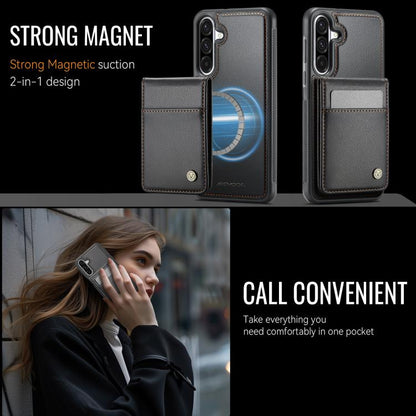 For Samsung Galaxy A36 JEEHOOD J06 British Style RFID MagSafe Card Bag PU Phone Case(Black) - Galaxy Phone Cases by JEEHOOD | Online Shopping UK | buy2fix