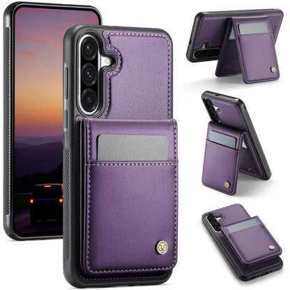 For Samsung Galaxy A56 5G JEEHOOD J06 British Style RFID MagSafe Card Bag PU Phone Case(Purple) - Galaxy Phone Cases by JEEHOOD | Online Shopping UK | buy2fix