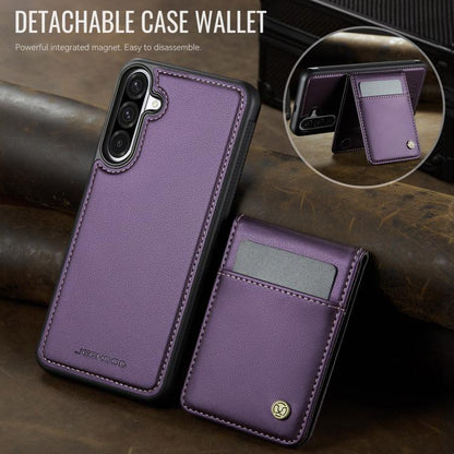 For Samsung Galaxy A56 5G JEEHOOD J06 British Style RFID MagSafe Card Bag PU Phone Case(Purple) - Galaxy Phone Cases by JEEHOOD | Online Shopping UK | buy2fix