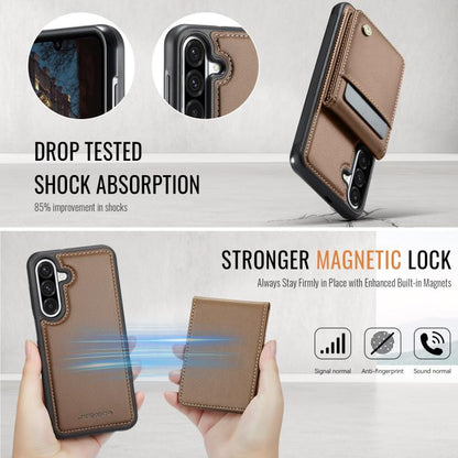 For Samsung Galaxy A56 5G JEEHOOD J06 British Style RFID MagSafe Card Bag PU Phone Case(Brown) - Galaxy Phone Cases by JEEHOOD | Online Shopping UK | buy2fix