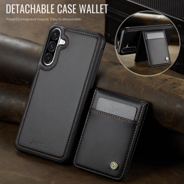 For Samsung Galaxy A56 5G JEEHOOD J06 British Style RFID MagSafe Card Bag PU Phone Case(Black) - Galaxy Phone Cases by JEEHOOD | Online Shopping UK | buy2fix