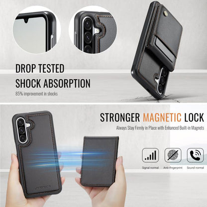 For Samsung Galaxy A56 5G JEEHOOD J06 British Style RFID MagSafe Card Bag PU Phone Case(Black) - Galaxy Phone Cases by JEEHOOD | Online Shopping UK | buy2fix