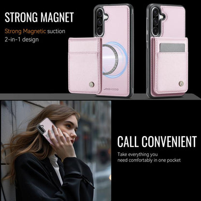 For Samsung Galaxy A56 5G JEEHOOD J06 British Style RFID MagSafe Card Bag PU Phone Case(Pink) - Galaxy Phone Cases by JEEHOOD | Online Shopping UK | buy2fix
