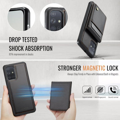For Samsung Galaxy A51 4G JEEHOOD J06 British Style RFID MagSafe Card Bag PU Phone Case(Black) - Galaxy Phone Cases by JEEHOOD | Online Shopping UK | buy2fix