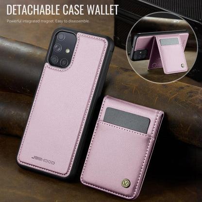 For Samsung Galaxy A51 4G JEEHOOD J06 British Style RFID MagSafe Card Bag PU Phone Case(Pink) - Galaxy Phone Cases by JEEHOOD | Online Shopping UK | buy2fix