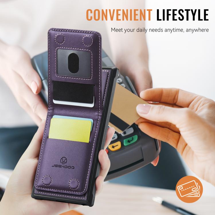 For Samsung Galaxy S23 Ultra 5G JEEHOOD J06 British Style RFID MagSafe Card Bag PU Phone Case(Purple) - Galaxy S23 Ultra 5G Cases by JEEHOOD | Online Shopping UK | buy2fix