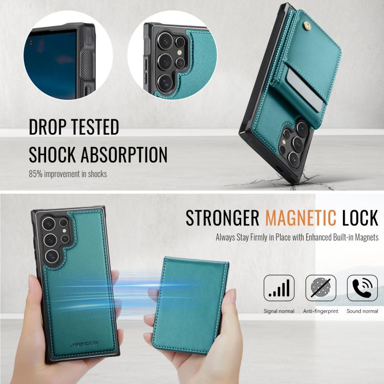 For Samsung Galaxy S23 Ultra 5G JEEHOOD J06 British Style RFID MagSafe Card Bag PU Phone Case(Green) - Galaxy S23 Ultra 5G Cases by JEEHOOD | Online Shopping UK | buy2fix