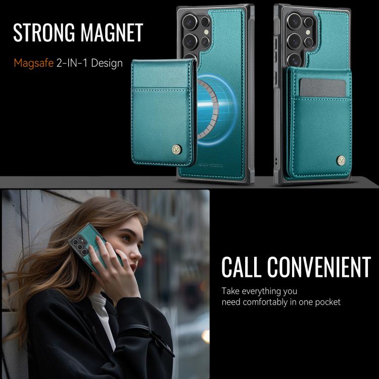 For Samsung Galaxy S23 Ultra 5G JEEHOOD J06 British Style RFID MagSafe Card Bag PU Phone Case(Green) - Galaxy S23 Ultra 5G Cases by JEEHOOD | Online Shopping UK | buy2fix