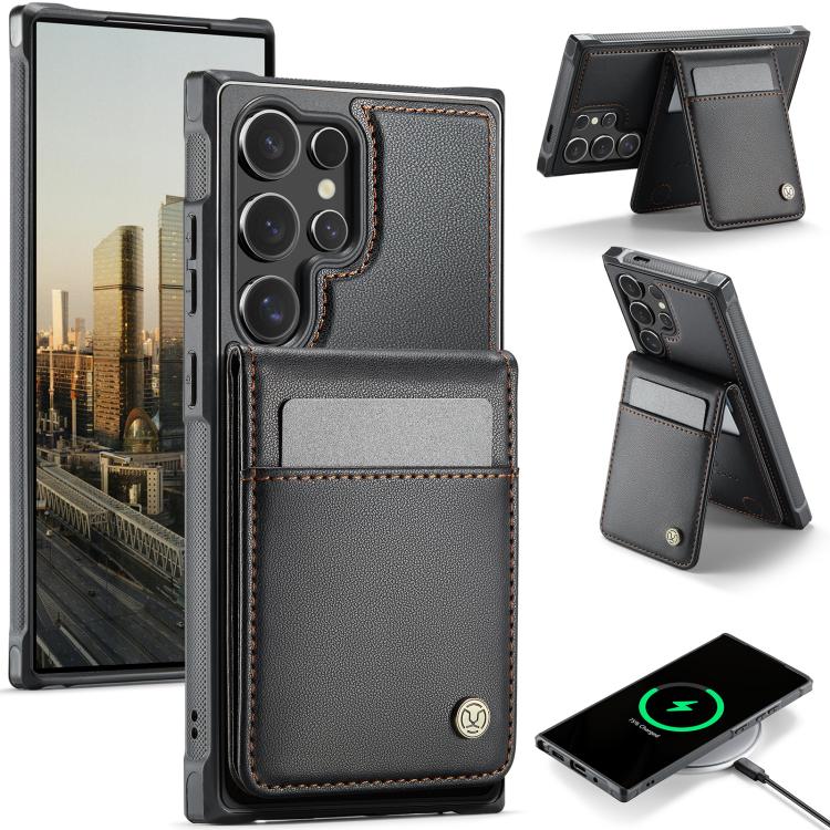 For Samsung Galaxy S23 Ultra 5G JEEHOOD J06 British Style RFID MagSafe Card Bag PU Phone Case(Black) - Galaxy S23 Ultra 5G Cases by JEEHOOD | Online Shopping UK | buy2fix